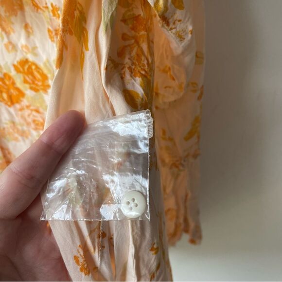 free people loretta printed oversized tunic in tea combo orange and white xs - Picture 8 of 11